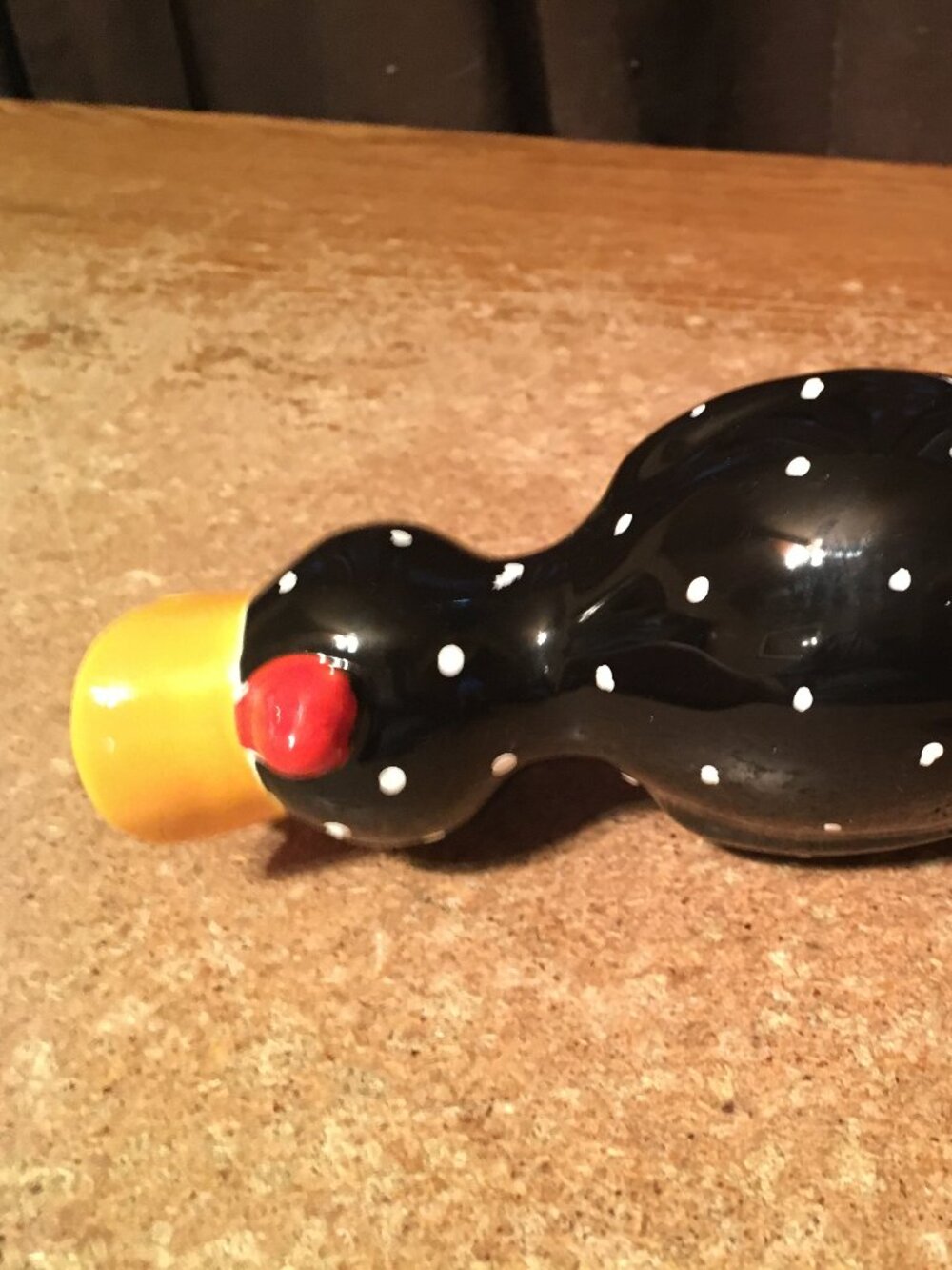 MCNUTTS DEPT 56 1988 BLACK POLKA DOT ROOSTER CHICKEN TAPERED CANDLE HOLDER - Picture 7 of 10